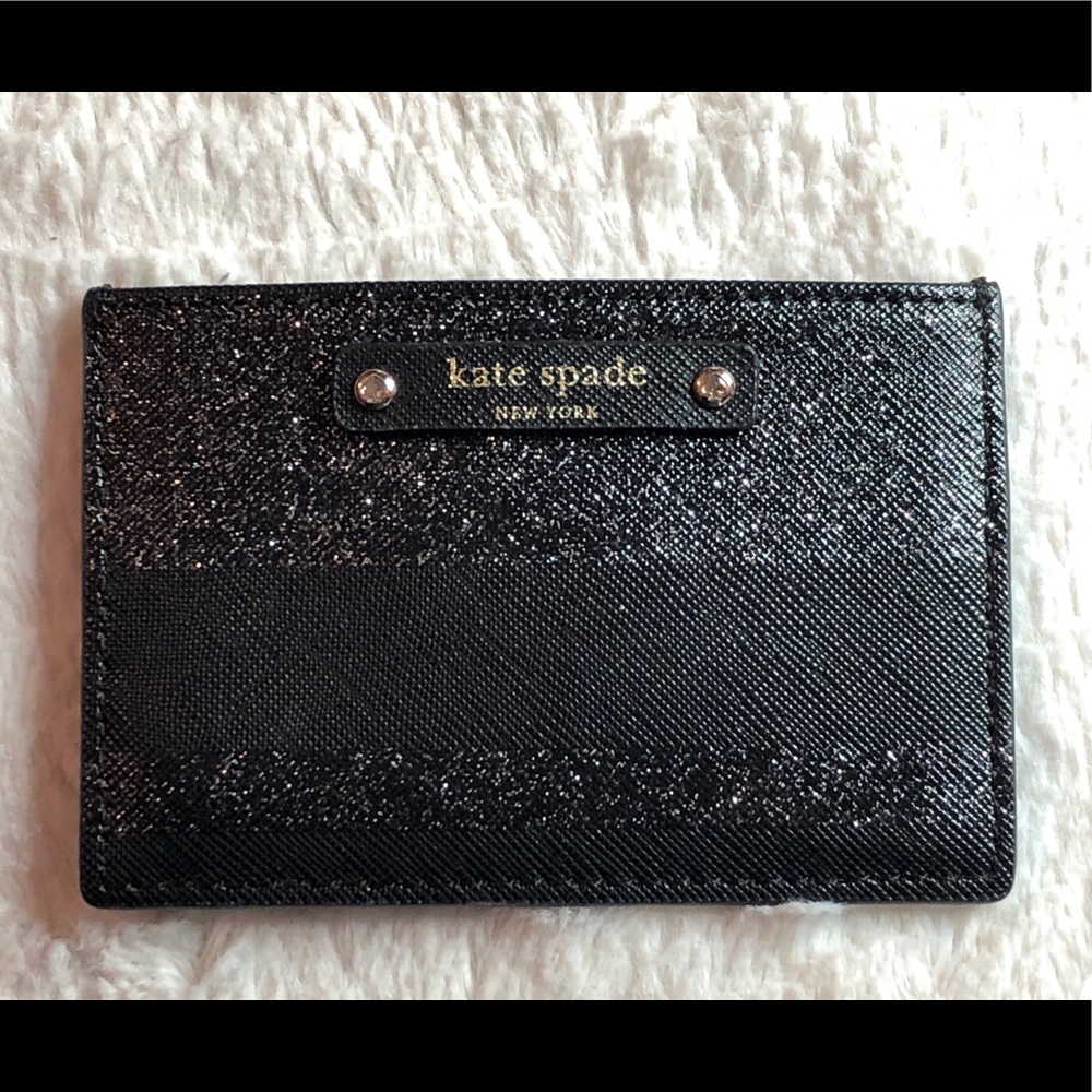 Authentic Kate Spade Glitter Black Card Holder